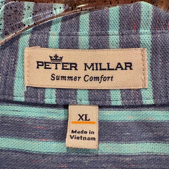 Peter Millar Jefferson Landing Summer Comfort Gray Striped Polo Shirt men’s - Picture 4 of 10